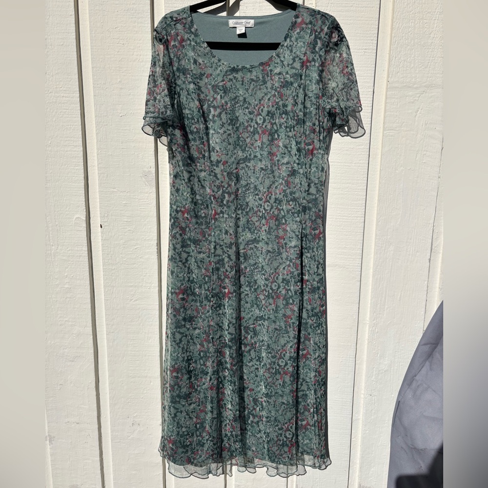 Coldwater Creek green floral midi dress